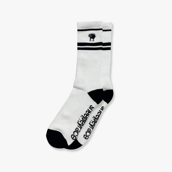 SHEEPEY Striped Ankle Sock White